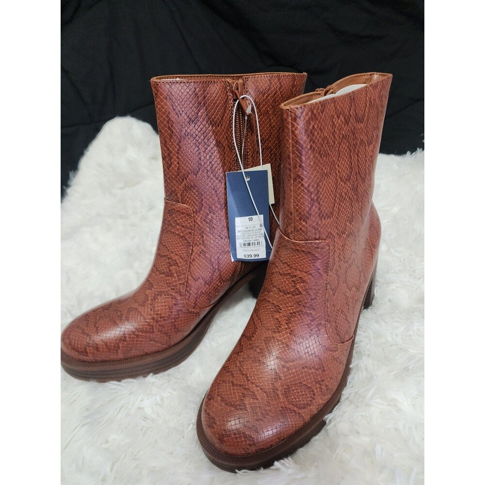 NEW SNAKESKIN PRINT JENNA PLATFORM BOOTS SIZE 10
